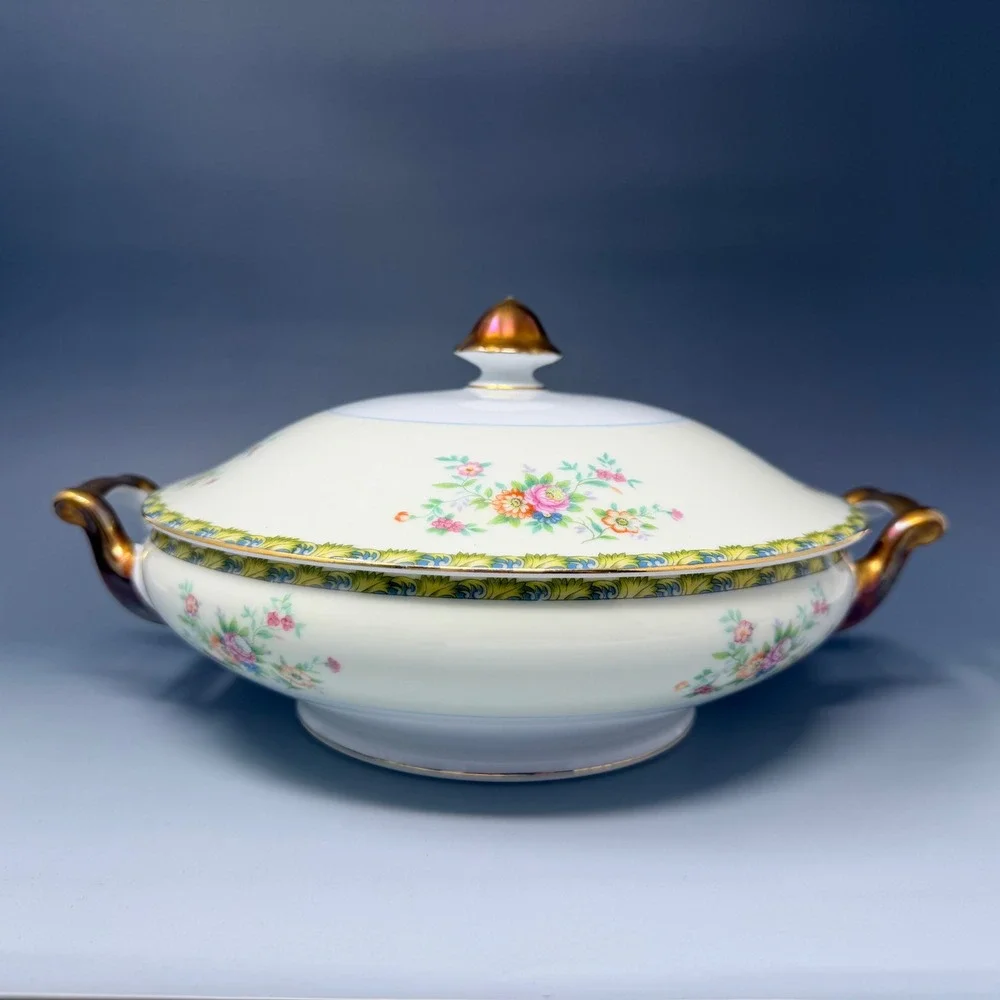 Vintage‎ Morimura Gumi Noritake Japan Hand Painted Floral Covered Casserole Dish